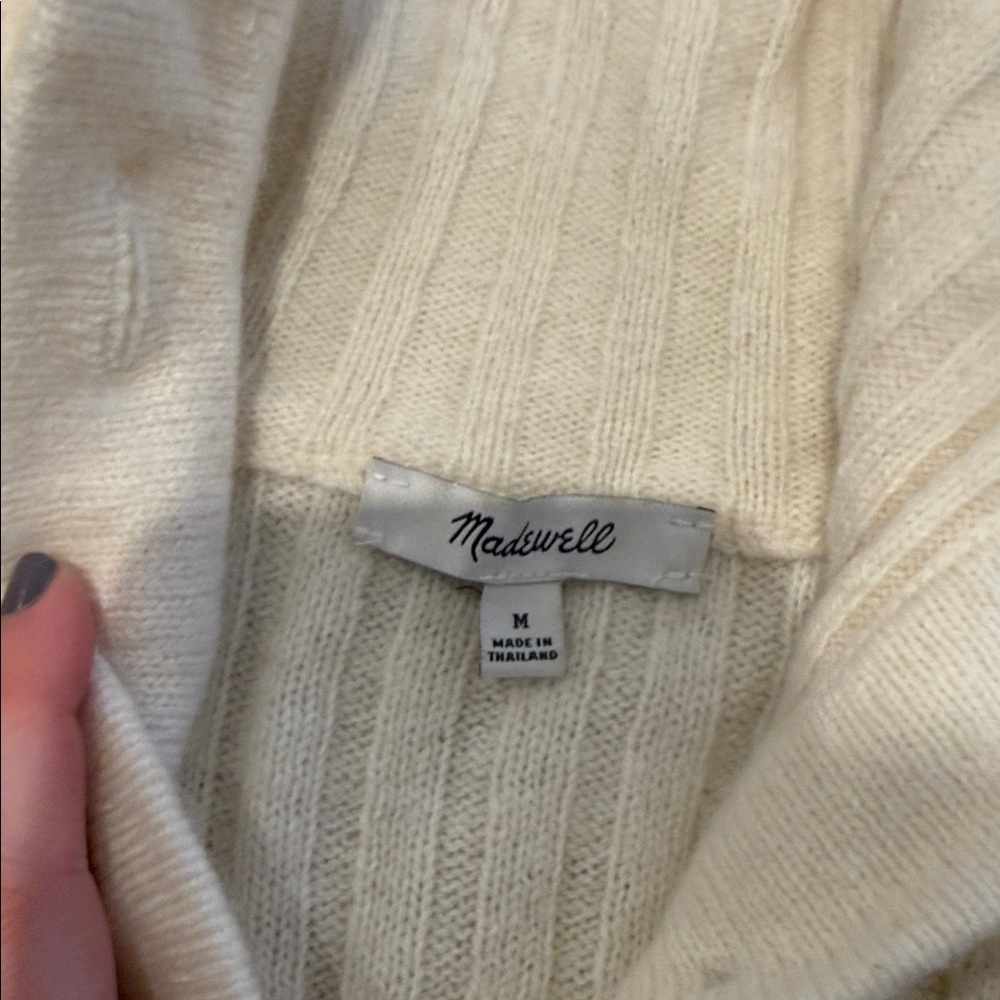 Madewell Niles Wide Rib Collar Cardigan Antique Cream - Picture 3 of 4